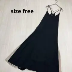 キャミソール ドッキング ワンピース 背中クロス ブラック free