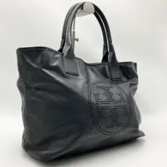 トリーバーチ トートバッグ デカロゴ パンチング A4収納可 大容量 黒