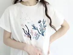 アトリエドゥサボン 23SS おさかな探検 刺繍Ｔシャツ ホワイト