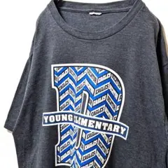 ヤングエレメンタリー ロゴ Tシャツ グレー 灰色 古着