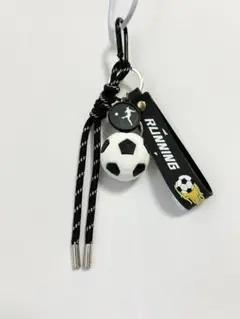 じゃらじゃらキーホルダー サッカー パラコード ブラック