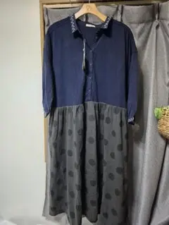 fu-ai ネイビーシャツワンピース