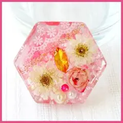 No.2539 ハンドメイド　ヘアゴム　レジン　ドライフラワー　モッコウバラ