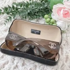 CHANEL シャネル CCココマークラインストーンサングラス 茶