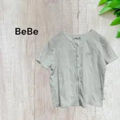 ベベ Tシャツ 半袖トップス シャツ ボタン カーディガンフリル 綿100