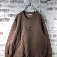 【ヴィンテージ】レトロ フロント刺繍 裏起毛トレーナー古着usedAS27