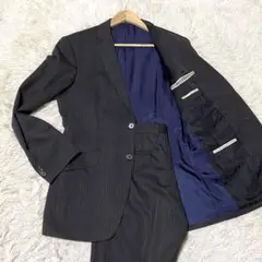 良品✨Paul smith スーツ セットアップ ストライプ L 黒 ウール