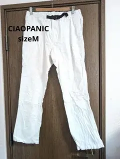 美品　CIAOPANIC　チャオパニック　スラックス パンツ　ベルト付き　白　M