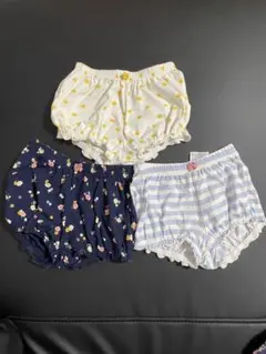 h&m 花柄、ストライプ、ドットパンツ3枚セット