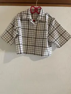 GLOBAL WORK サイズ130cm チェック柄 半袖クロップドシャツ