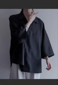 cussil TRストレッチルーズシルエット2wayオープンカラーシャツ