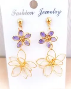 507③# ピアス ハンドメイド フラワー レジン 桜 夏ピアス 秋ピアス