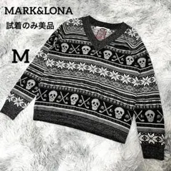 試着のみ美品✨MARKu0026LONA Vネックニット M ゴルフ スカル キムタク