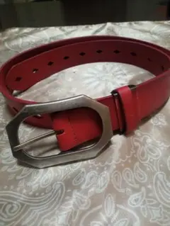 メンズレザーベルト 赤109cm