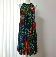 Desigual ホルターネック プリーツ花柄ワンピース 大きいサイズ XL