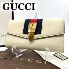 【美品】グッチ 長財布 シルヴィ シェリーライン ホワイト レザー