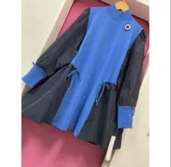 スーパービューティー♡　異素材切替のハイネックニットチュニック