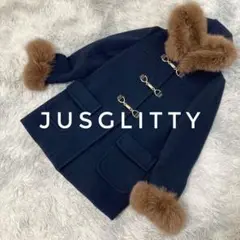 【匿名配送】高級 JUSGLITTY フォックスファー ダッフルコート ネイビー