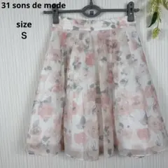 31 sons de mode 花柄 ミニスカート フレアスカート 日本製 Ｓ