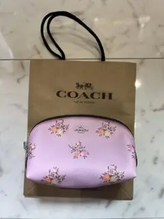 COACH 花柄ピンク　ポーチ　保存袋付き