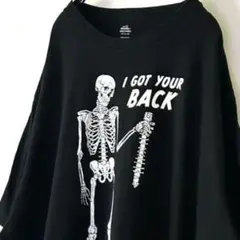 セレブレイト ガイコツ I GOT YOUR BACK Tシャツ3XL 黒 古着