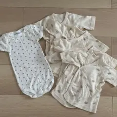 【ベビー服セット】短肌着 4枚＋PETIT BATEAU プチバトー ロンパース