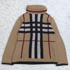 【美品】バーバリーブラックレーベル ニット タートルネック メガチェック L
