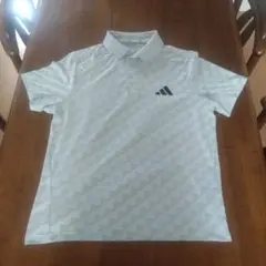 ゴルフadidas 幾何学模様 ポロシャツ ホワイト（超お買い得）