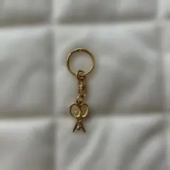 テニスラケット キーホルダー ゴールド