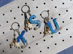 ハンドメイド❁海風イニシャルキーホルダー「Ｔ」
