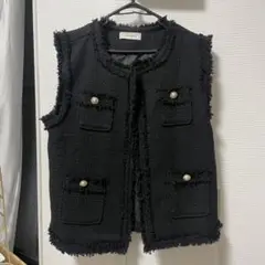 ツイード　ノーカラージャケット