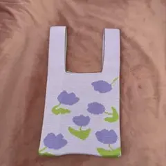 チューリップ柄エコバッグ 紫・緑