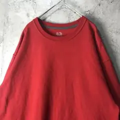 A4029古着　スウェット　レッド　無地　90s Y2K