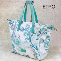 極美品✨エトロ ペイズリー トートバッグ A4収納○ グリーン系 春夏限定