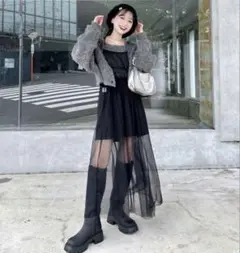 最終値下げ‼️カスタネ　チュールキャミワンピース　ブラック
