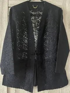 美品⭐︎レースジャケット　レース羽織り　サマージャケット　紺色　日本製
