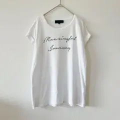 アンタイトル フレンチスリーブTシャツ 刺繍ロゴ M 白 4653