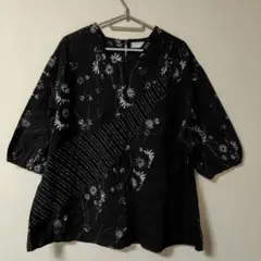 【美品】七分袖　トップス　フリーサイズ　花柄
