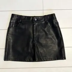 台形タイトミニスカート フェイクレザー ブラック