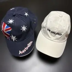 オーストラリア国旗デザインキャップとホワイトキャップセット