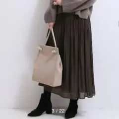 NOBLE ノーブル シャイニー ギャザー スカート サテン プリーツ 手洗い可