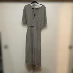 グレー 半袖ロングワンピース