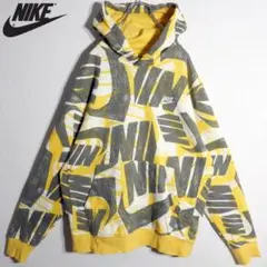 ナイキ 総柄 パーカー プルオーバー M 黄色 イエロー