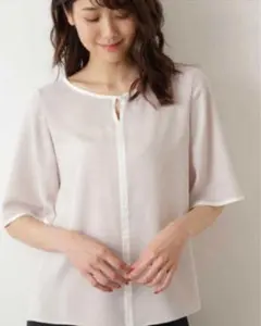 ナチュラルビューティベーシック　パイピング　ブラウス　フレア　M