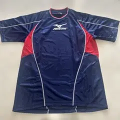 Mizuno ネイビー/レッド Lサイズ スポーツシャツ