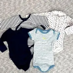 プチバトー　ロンパース4枚セット　長袖　ロンT 半袖