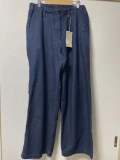 無印タックワイドパンツ Lサイズ ブルー