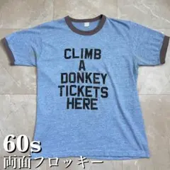 60s フロッキー プリント リンガー Tシャツ シングルステッチ ヴィンテージ