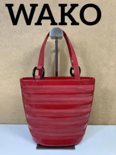 WAKO ハンドバッグ 銀座和光 ワコウ 手持ちカバン スエードエナメル 赤色