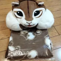 リスのフリースブランケット 約100cm x 55cm